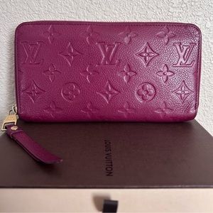 LOUIS VUITTON Monogram Empreinte Leather Zippy Organizer Wallet 7.6”L x 1”W x4”H